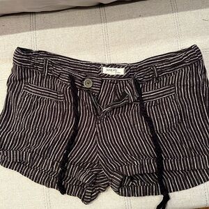 Black and white striped linen shorts